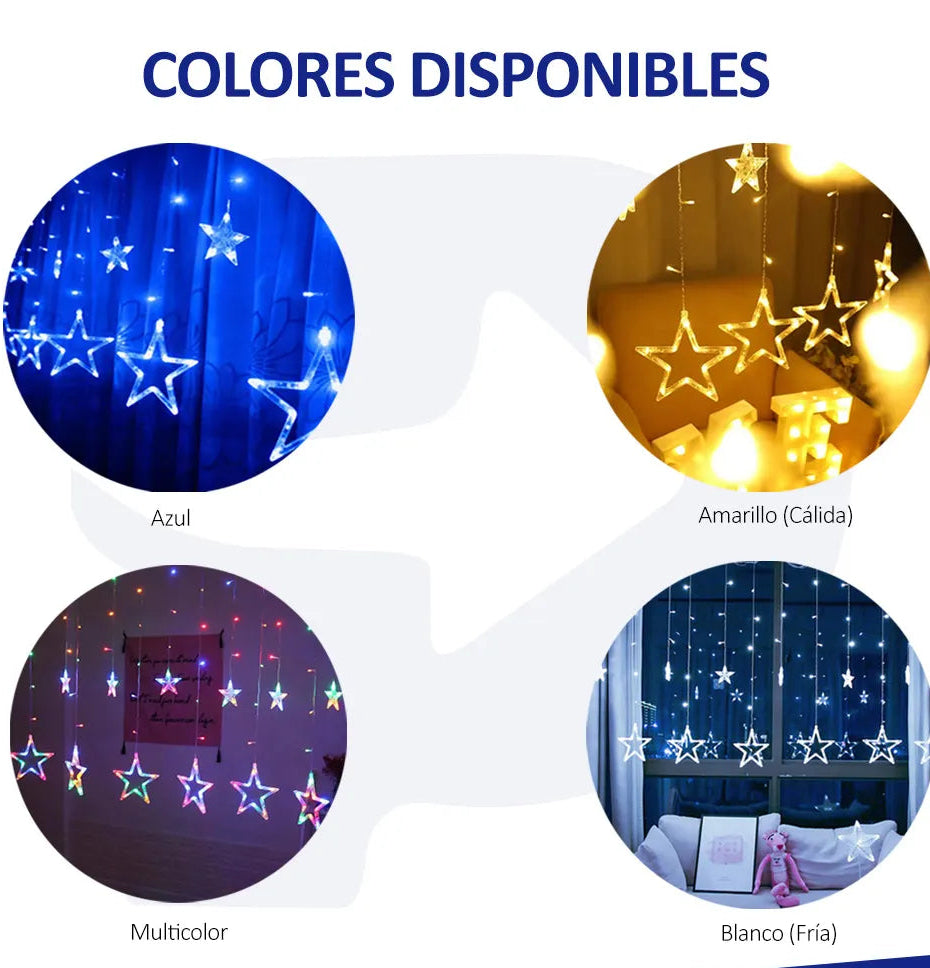 Cascada Estrellas Navidad 3mts