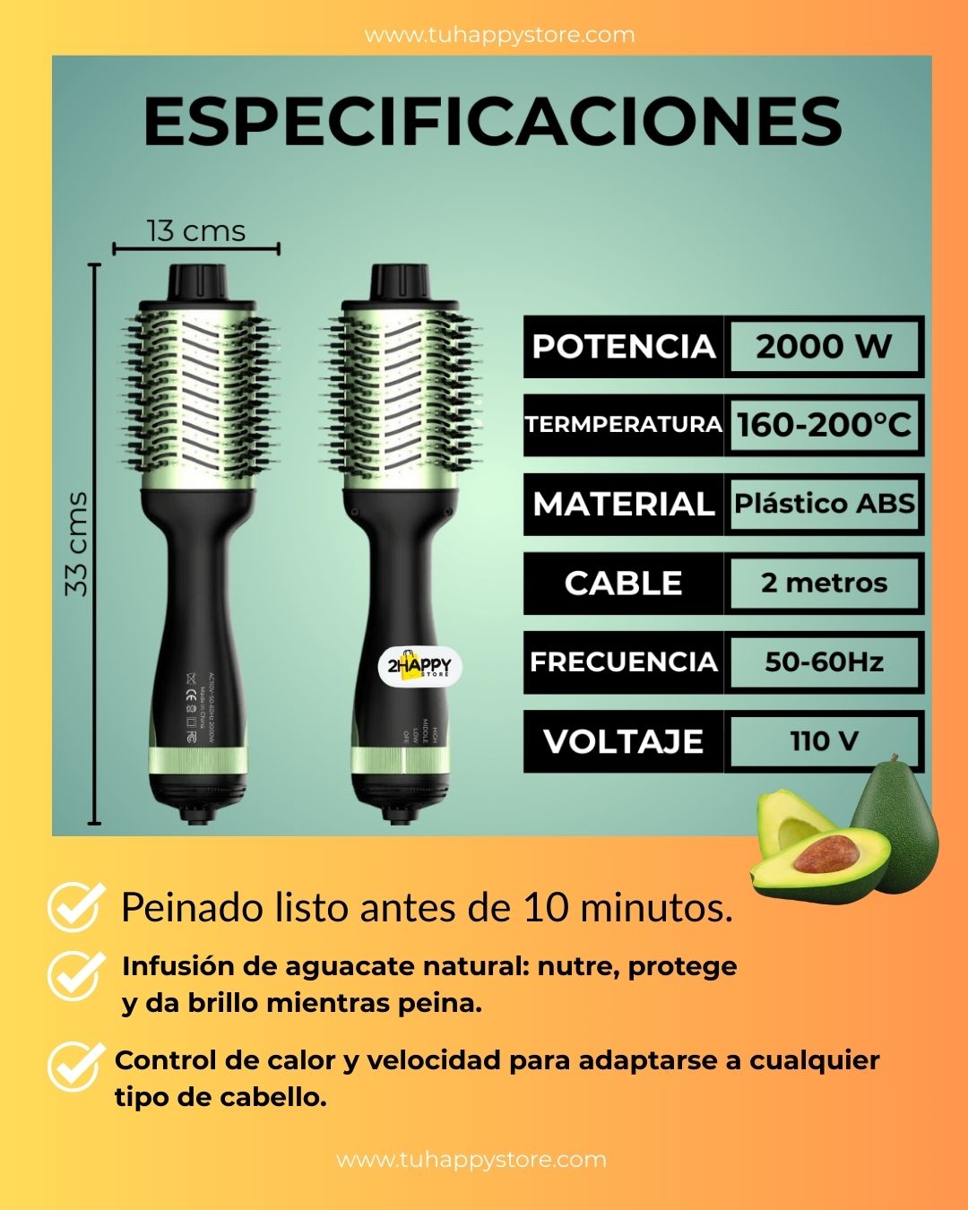 2X1 Cepillo Secador 3 en 1 + Alisador 3D Antifrizz