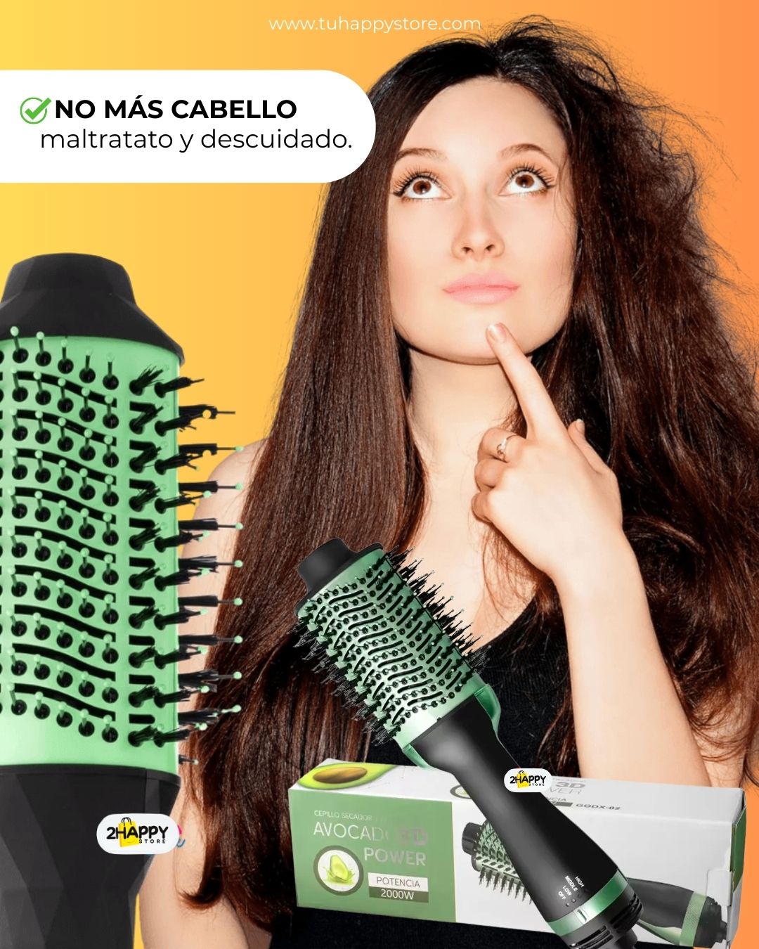 2X1 Cepillo Secador 3 en 1 + Alisador 3D Antifrizz