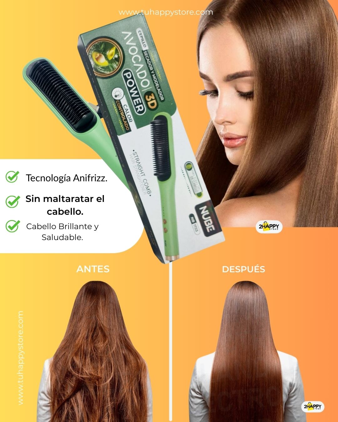 2X1 Cepillo Secador 3 en 1 + Alisador 3D Antifrizz